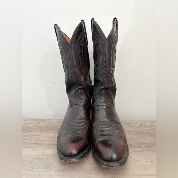 Lucchese 2000 Black Cherry Leather Western Men\'s Boots 9 D, Style T3012R4 main image 6